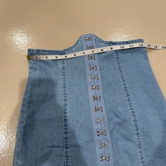 SHEIN Light Blue Denim corset mini skirt size S stretchy NWOT going out party - Picture 7 of 10
